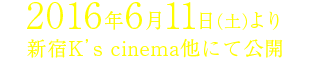 2016年6月11日（土）より新宿K’s cinema他にて公開